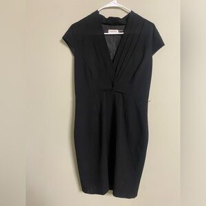 Calvin Klein Dress Size 12 Black Draped Neck Cap Sleeves
